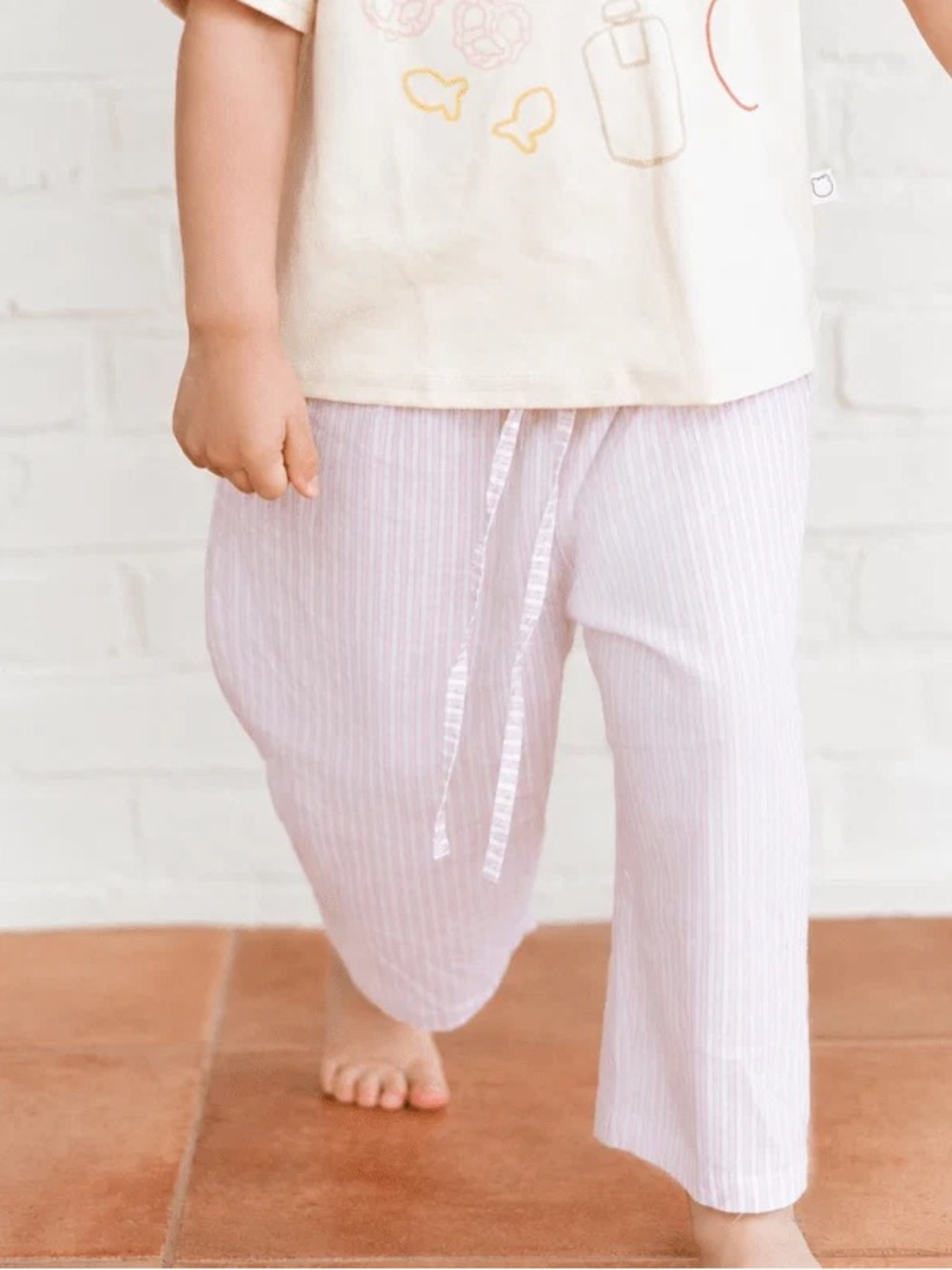 Kids' Light Pink Pinstripe Lounge Pants - Soft Pull-On Bottoms